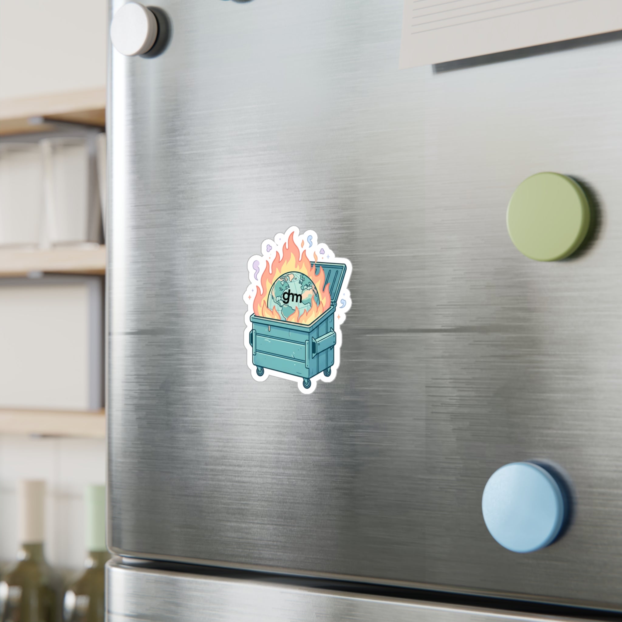 Dumpster Fire Earth Vinyl Sticker