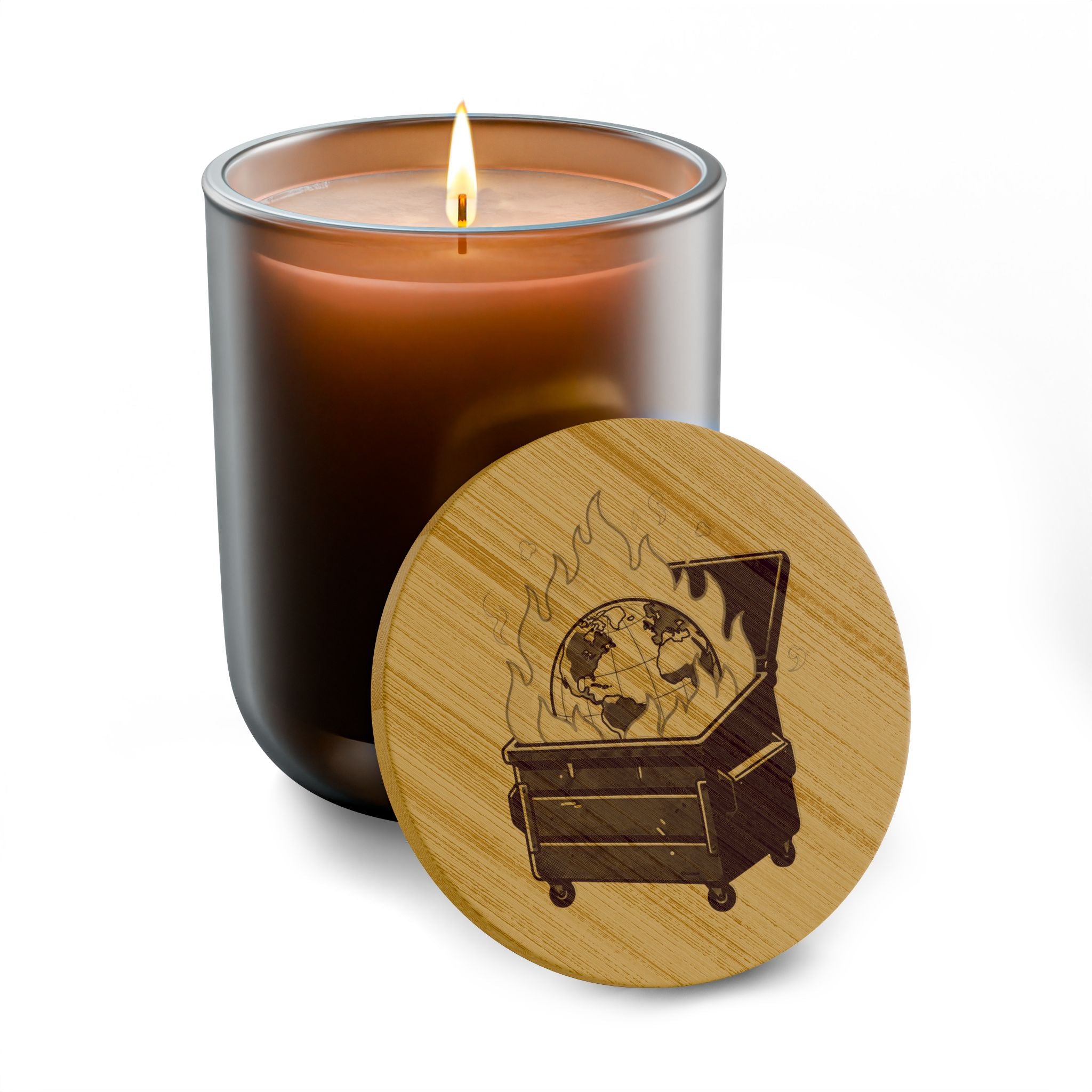 Engraved Globe Music Player Soy Candle — 14oz Scented Candle with Bamboo Lid