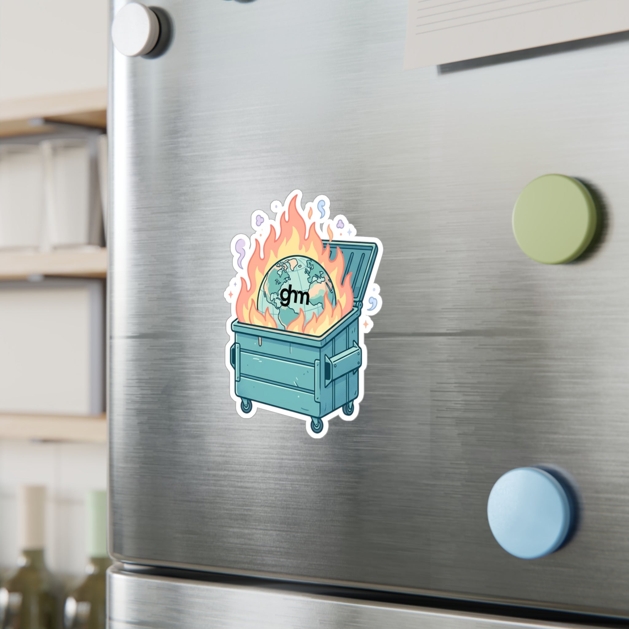 Dumpster Fire Earth Vinyl Sticker