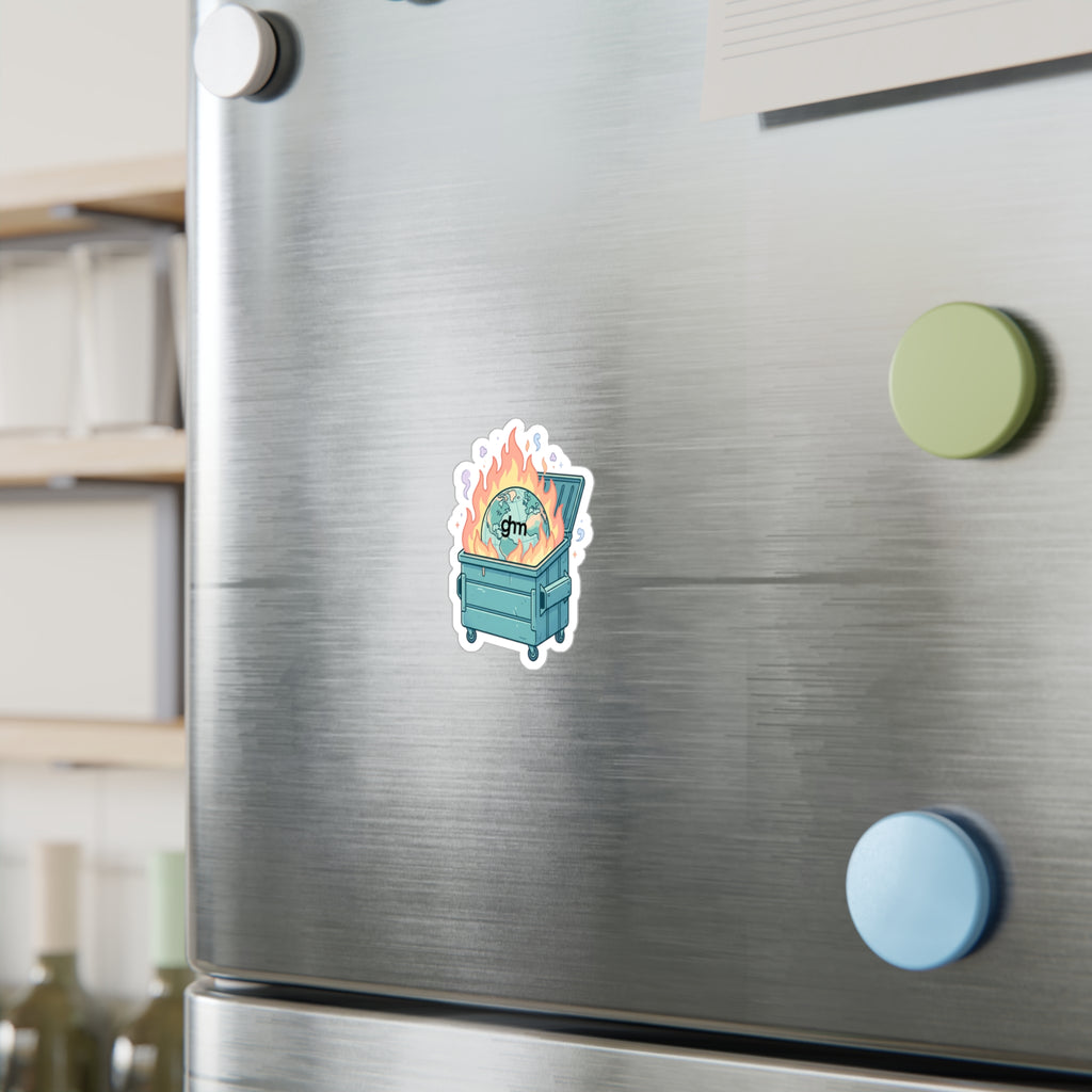 Dumpster Fire Earth Vinyl Sticker