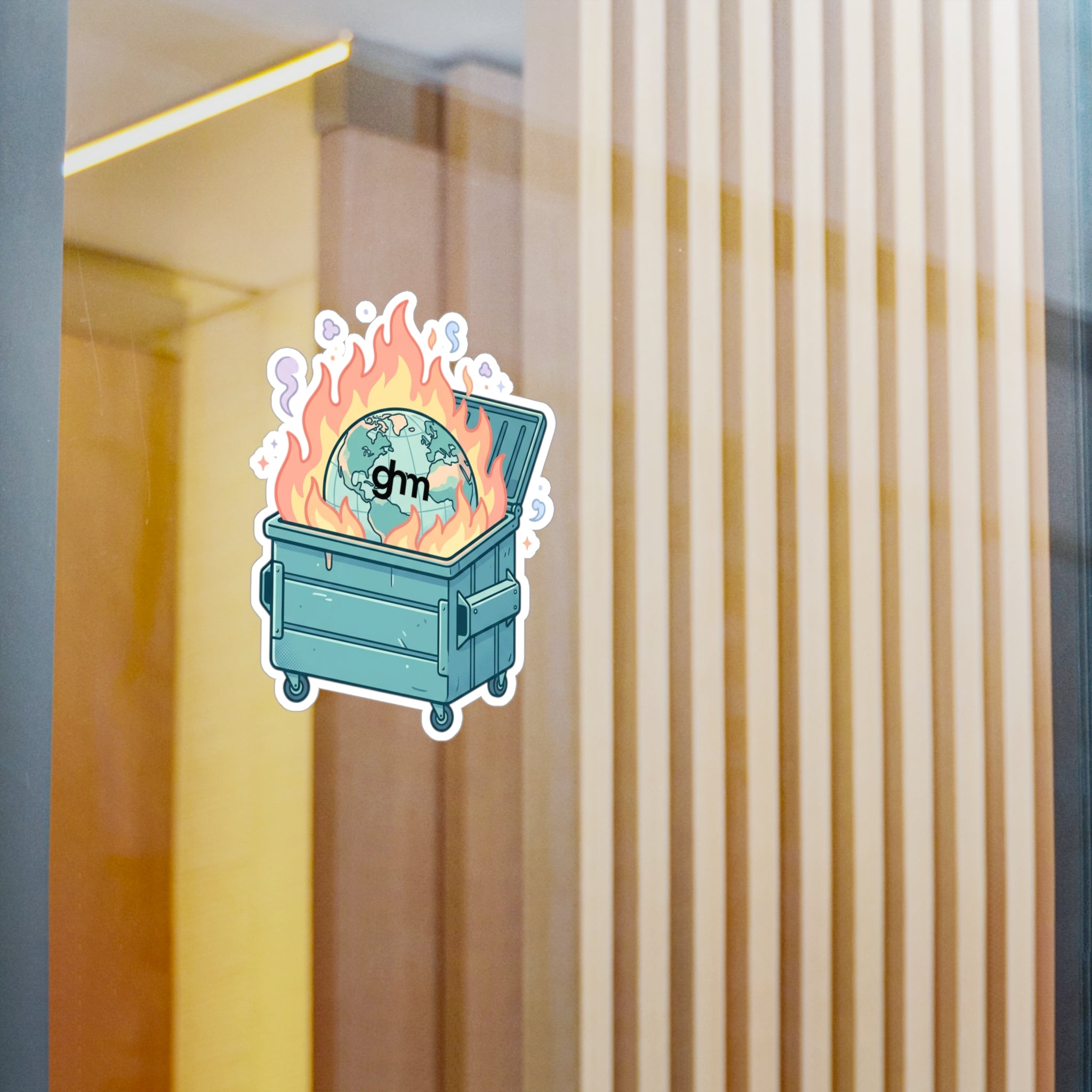 Dumpster Fire Earth Vinyl Sticker