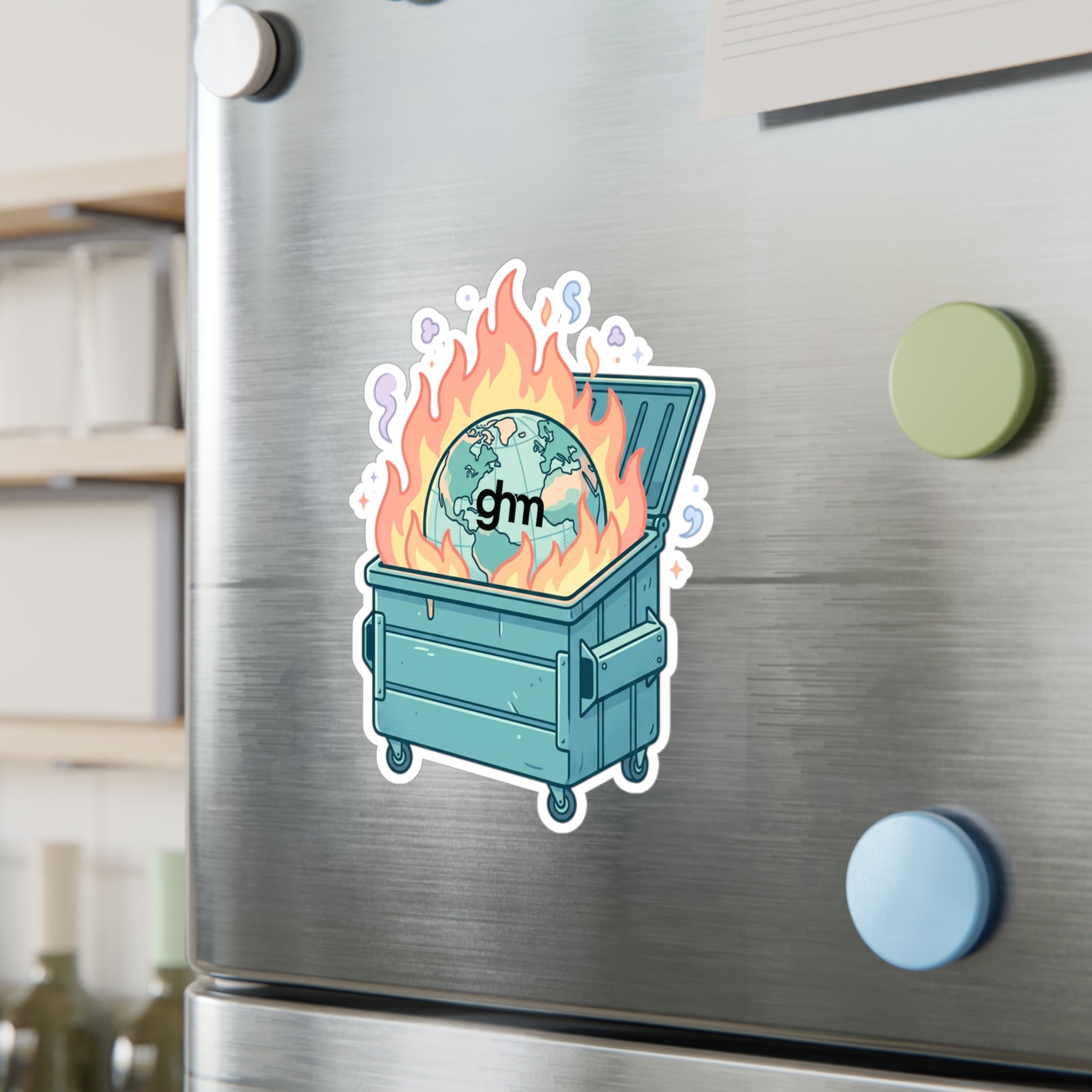 Dumpster Fire Earth Vinyl Sticker
