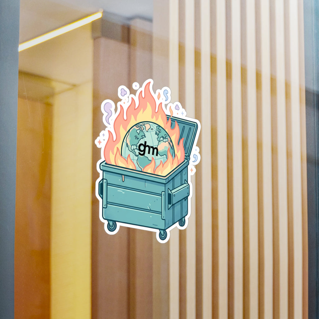 Dumpster Fire Earth Vinyl Sticker